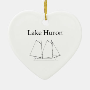 Lake Huron segelbåt Julgransprydnad Keramik