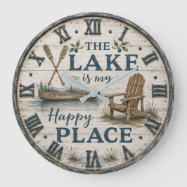 Lake Is My Happy Place Canoe Cabin Lake House Stor Klocka