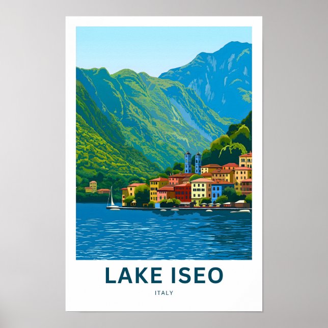 Lake Iseo Italy Travel Print Poster (Framsidan)