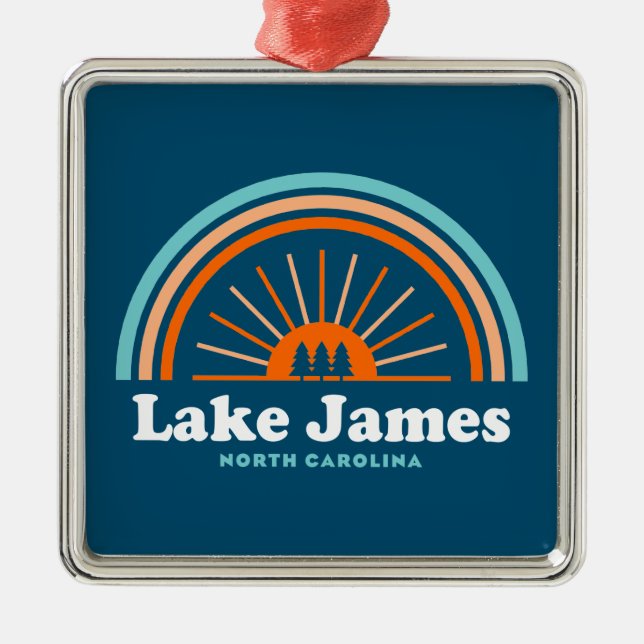 Lake James North Carolina Regnbåge Julgransprydnad Metall (Framsidan)