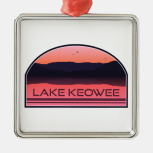 Lake Keowee South Carolina Red Sunrise Julgransprydnad Metall