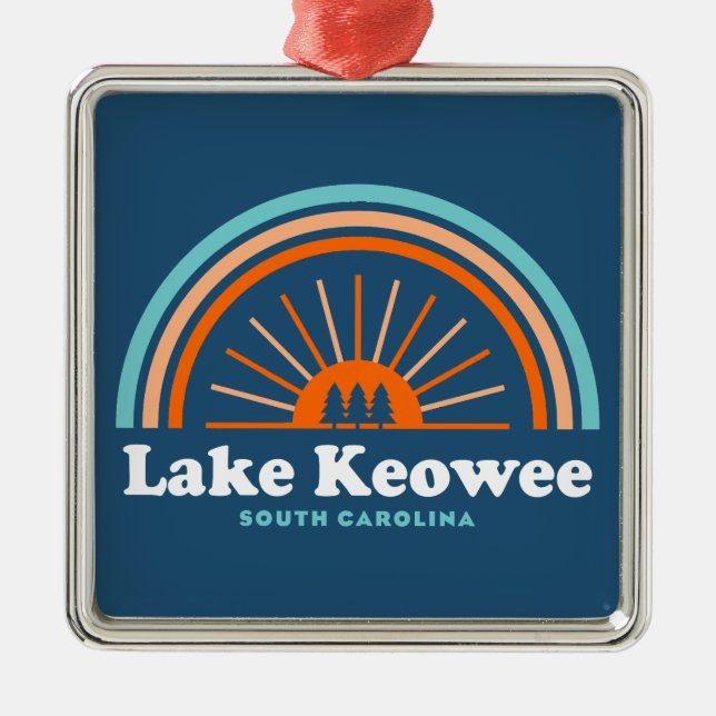 Lake Keowee South Carolina Regnbåge Julgransprydnad Metall (Framsidan)