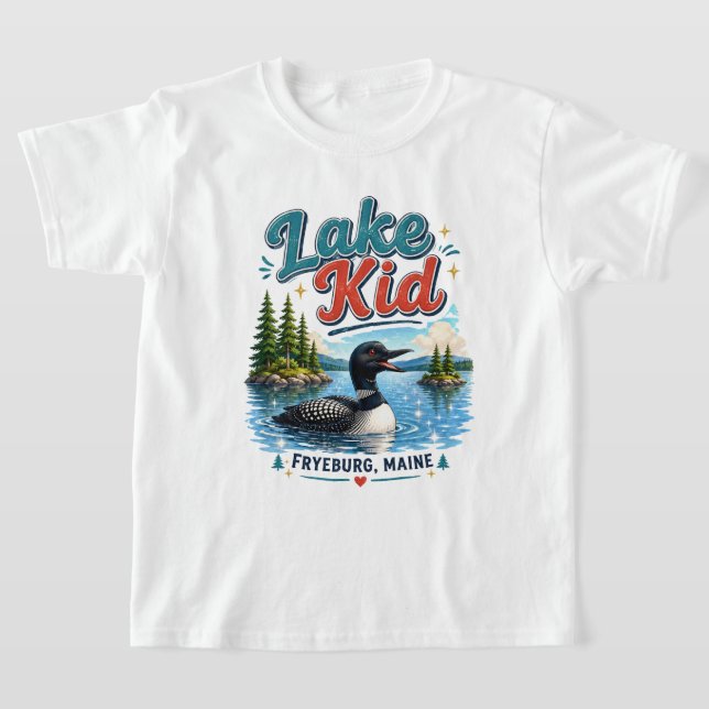Lake Kid Fryeburg Maine Barn T-Shirt (Laydown)