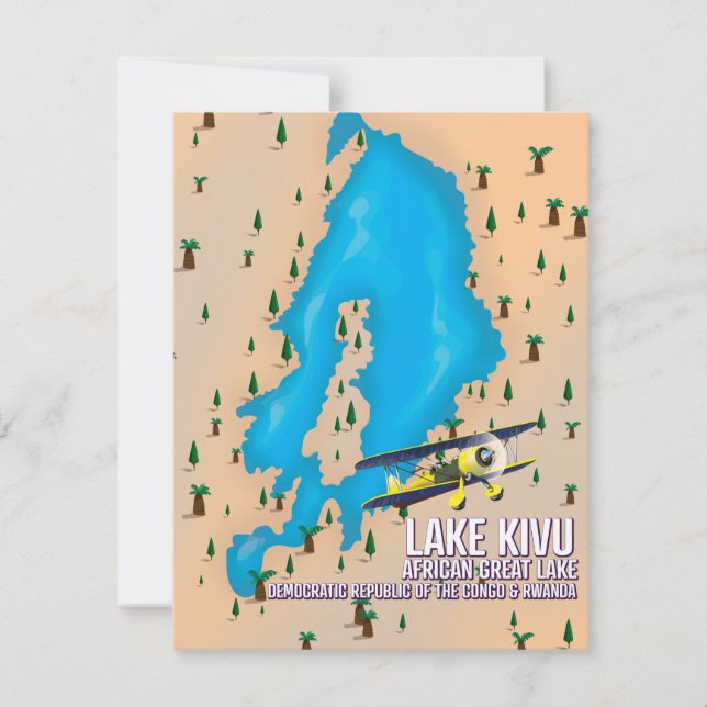 Lake Kivu Stora afrikanska sjön resa karta. (Framsida)