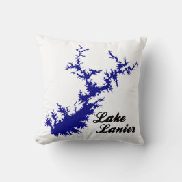 Lake Lanier Georgia Blå Strandlinje Skript Kart Ko Kudde