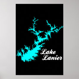 Lake Lanier Georgia Cyan Strandlinje Skript Kart K Poster