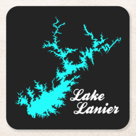 Lake Lanier Georgia Cyan Strandlinje Skript Kart K Underlägg Papper Kvadrat