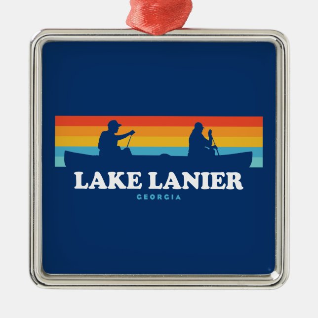 Lake Lanier Georgia Kanot Julgransprydnad Metall (Framsidan)
