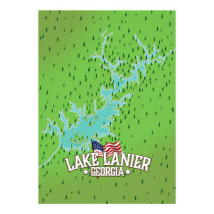 Lake Lanier Georgia Karta Fototryck