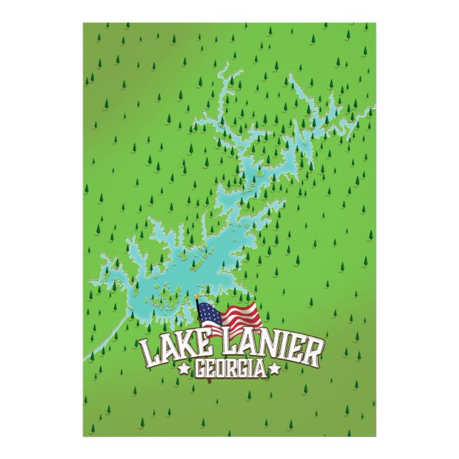 Lake Lanier Georgia Karta Fototryck (Framsidan)