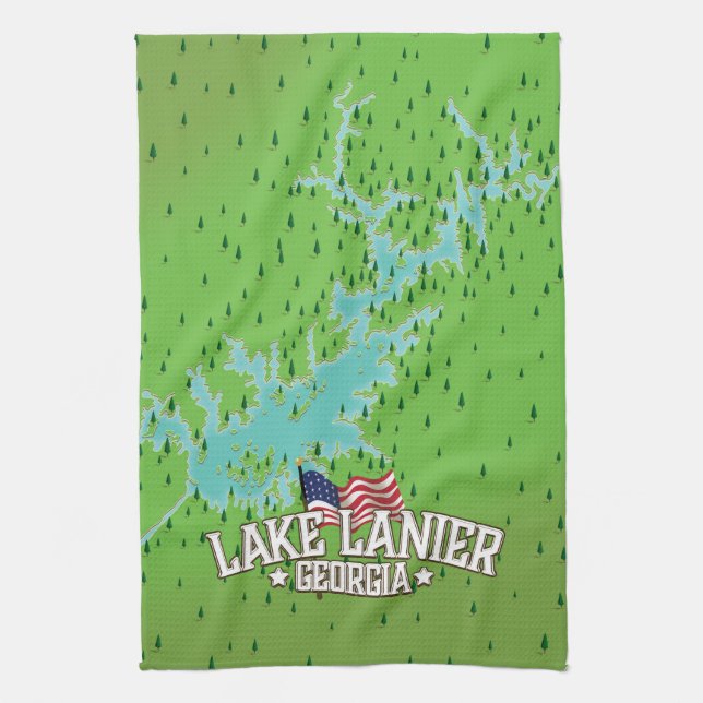 Lake Lanier Georgia Karta Kökshandduk (Vertikal)