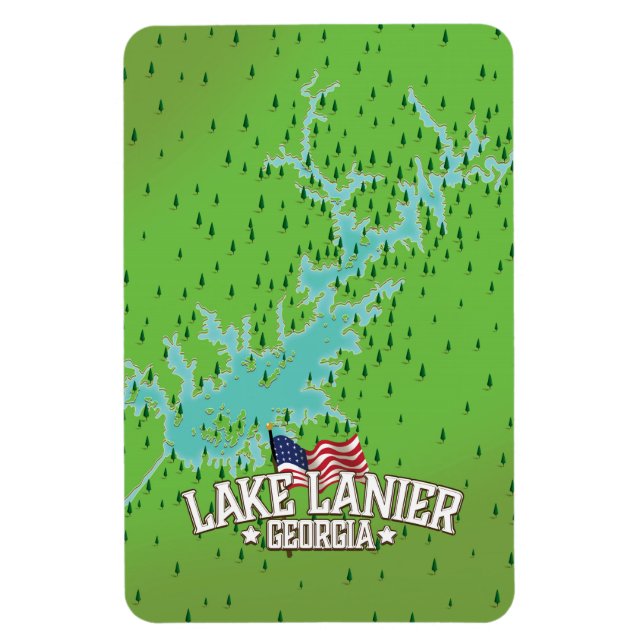 Lake Lanier Georgia Karta Magnet (Vertikal)
