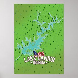 Lake Lanier Georgia Karta Poster