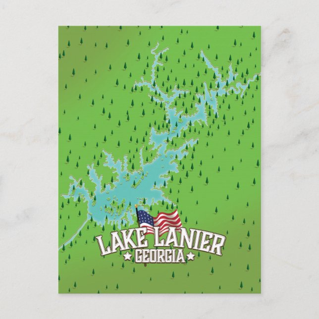 Lake Lanier Georgia Karta Vykort (Framsida)