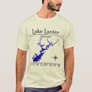 Lake Lanier Georgia Koordinater Kompass T Shirt