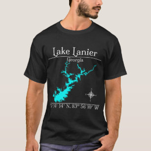 Lake Lanier Georgia Koordinater Kompass T Shirt