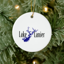 Lake Lanier Georgia sjökarta båtliv och fiske Julgransprydnad Keramik