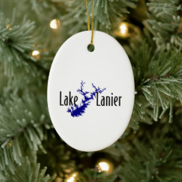 Lake Lanier Georgia sjökarta båtliv och fiske Julgransprydnad Keramik