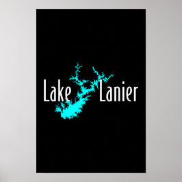 Lake Lanier Georgia sjökarta båtliv och fiske Poster