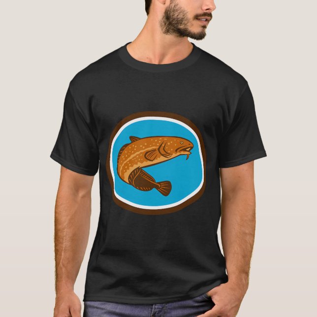 Lake Lax Retro Oval Fisk T Shirt (Framsida)