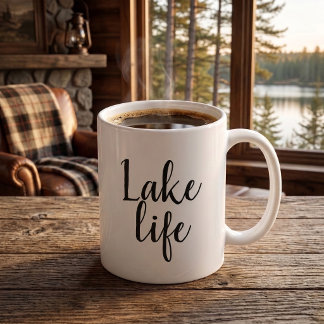 Lake Life House Chic Enkel Typografi Kaffemugg