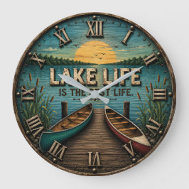 Lake Life Is the Best Life Lake House Stor Klocka