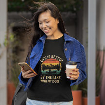 Lake Life Retro Sunset Canoe with Dog