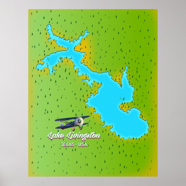 Lake Livingston Texas karta Poster (Framsidan)