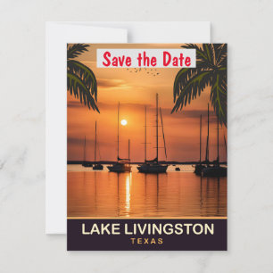 Lake Livingston Texas Segelbåt Bröllopsinbjudan Spara Datumet