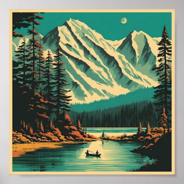 Lake Louise Banff National Park Retro Travel Poster (Framsidan)