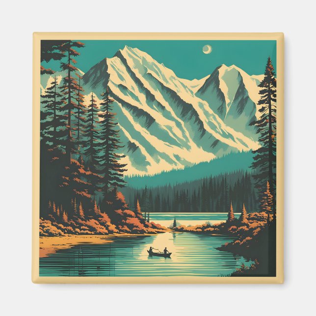 Lake Louise Banff Nationalpark Retro Resa Magnet (Framsidan)