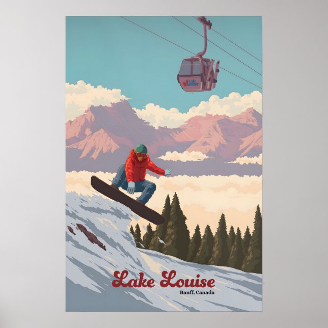 Lake Louise Kanada Snowboard Reseskylt Poster (Framsidan)