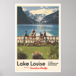 Lake Louise Resemal Affisch Fiske Konst Retro Kana