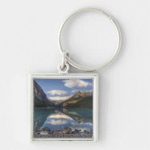 Lake Louise vid soluppgång, Banff National Park, Fyrkantig Silverfärgad Nyckelring