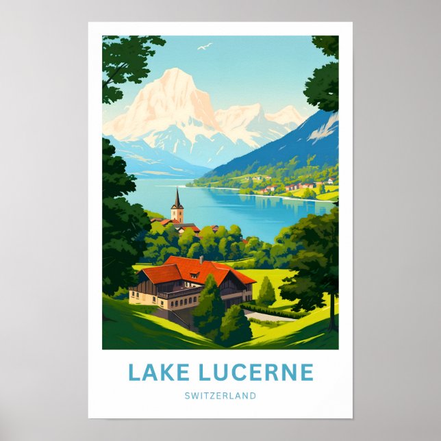 Lake Lucerne Schweiz Travel Print Poster (Framsidan)