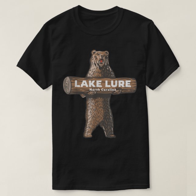 Lake Lure North Carolina NC Growling Bear Vacation T Shirt (Design framsida)