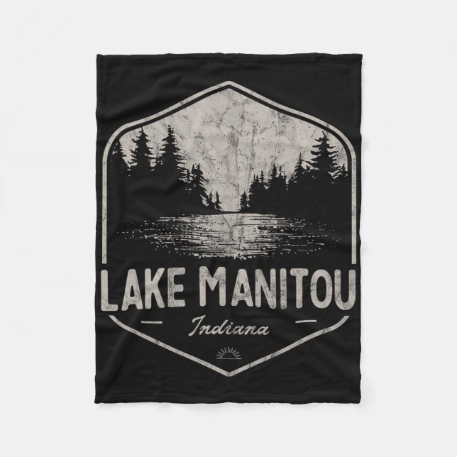 Lake Manitou Indiana Utomhus Vintage  Fleecefilt (Framsidan)