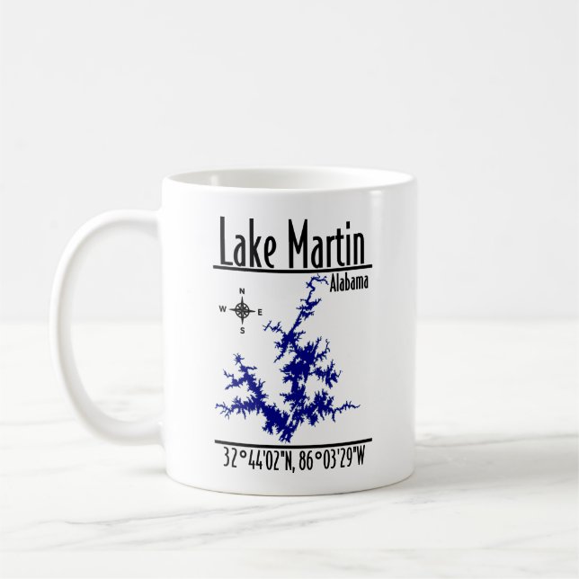 Lake Martin Alabama Blå Nautilsk Kaffe Mugg (Vänster)