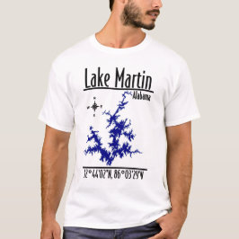 Lake Martin Alabama Blå Nautilsk Kartkoordinater T Shirt