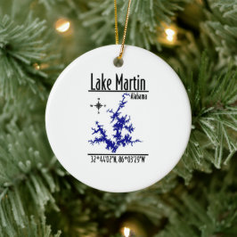Lake Martin Alabama Blå Nautilus Keramisk Cirkulär Julgransprydnad Keramik