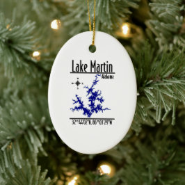 Lake Martin Alabama Blå Nautilus Keramisk Oval Julgransprydnad Keramik