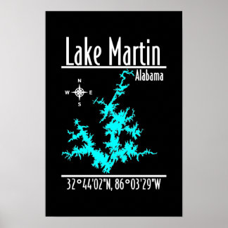 Lake Martin Alabama Kartposter Poster