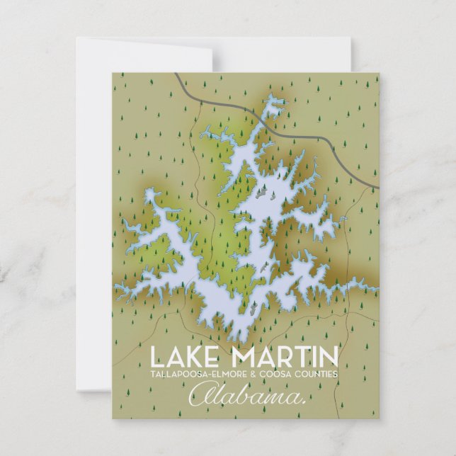 Lake Martin Alabama Resemapp karta. (Framsida)