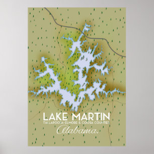 Lake Martin Alabama Resemapp karta. Poster