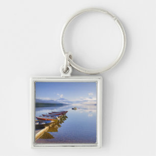 Lake McDonald, Glacier National Park, Montana, Fyrkantig Silverfärgad Nyckelring