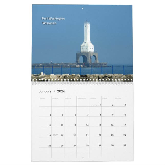 Lake Michigan fyrar Kalender (Jan 2026)