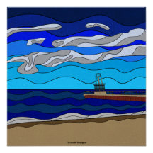 Lake Michigan - Glansig affisch 20"x20"