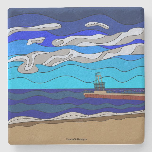Lake Michigan - Limestone Coaster Stenunderlägg (Framsidan)