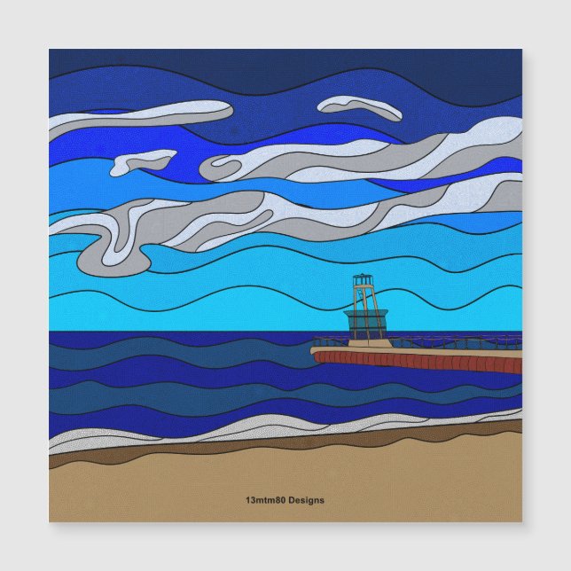 Lake Michigan - Magnet (5,25" fyrkantig) (Framsida)