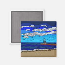 Lake Michigan - Magnet (fyrkant)